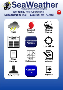 Mobile SeaWeather Home Screen